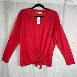 Loft salmon colored light sweater w/tie Sz Med B40